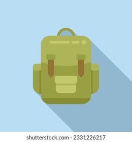 Backpack icon flat vector. Travel equipment. Sport vacation