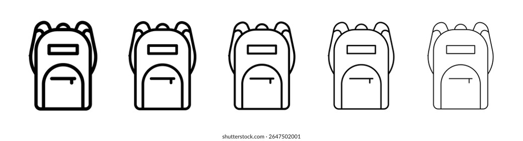 Backpack icon graphic set. trendy stroke line style