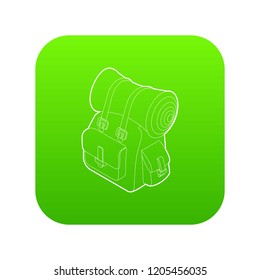 Backpack icon green vector isolated on white background
