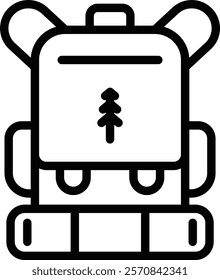 backpack icon illustration design with outline, this is not made from any AI generation