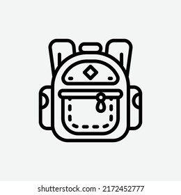  backpack icon, isolated games adventures icon in light grey background, perfect for website, blog, logo, graphic design, social media, UI, mobile app