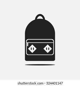 Backpack. Backpack icon. Isolated backpack icon on background. Silhouette backpack icon. Sport backpack. School backpack. Travel backpack. Tourist backpack. Flat style vector illustration. 