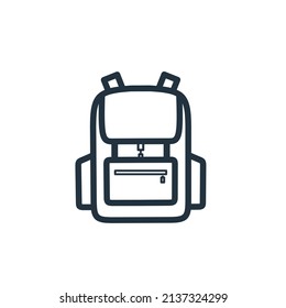 Backpack icon isolated on a white background.  School backpack symbol design for web and mobile app.  Line vector sign