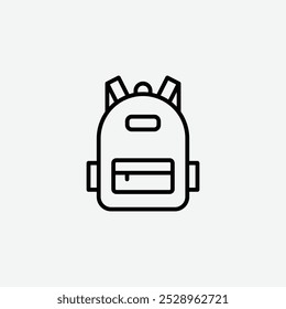 Rucksacksymbol einzeln auf weißem Hintergrund.