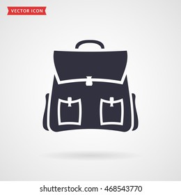 Backpack icon isolated on white background. School or travel themes. Vector illustration.
