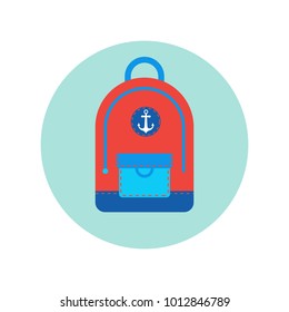 Backpack Icon Isolated Travel Baggage Rucksack Flat Vector Illustration