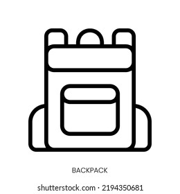 icono de la mochila. Diseño De Estilo De Arte De Línea Aislado En Fondo Blanco