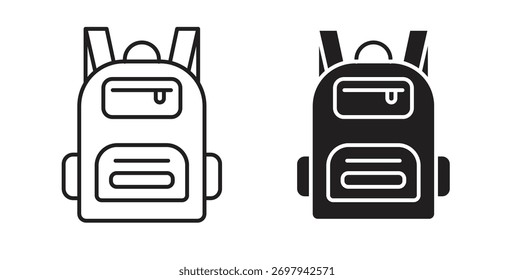 Línea del icono de la mochila. eps 10 Ilustración vectorial