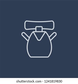 Backpack icon. Backpack linear design concept from Camping collection. Simple element vector illustration on dark blue background.