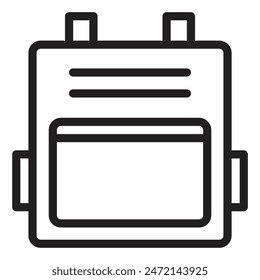 Backpack icon linear style. Backpack for school or hiking. Vector illustration.