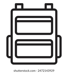 Backpack icon linear style. Backpack for school or hiking. Vector illustration.