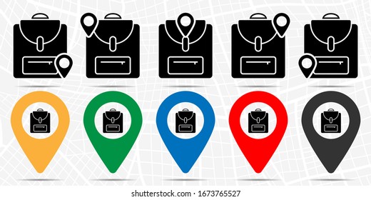 Backpack icon in location set. Simple glyph, flat illustration element of autumn theme icons