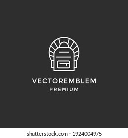 backpack icon logo design on black background