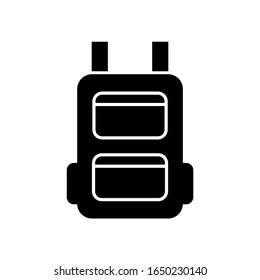 Icono de mochila, logotipo aislado en fondo blanco