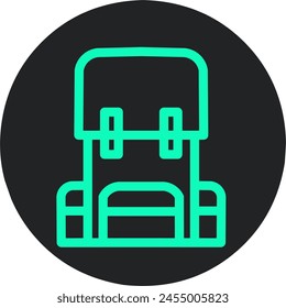 Icono de la mochila, logotipo aislado sobre fondo negro simple