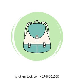backpack icon logo vector illustration on circle with brush texture for social media story highlight