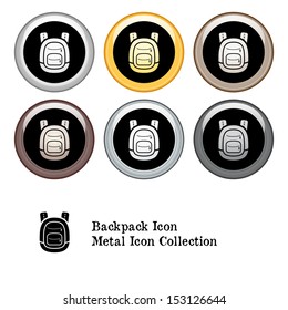 Backpack Icon Metal Icon Set