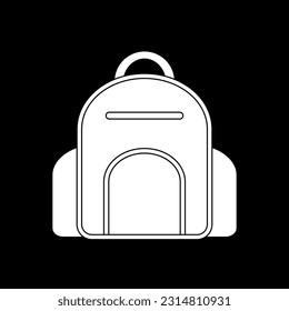 Backpack icon on black background.