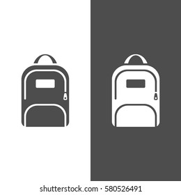 Backpack icon on a dark and white background