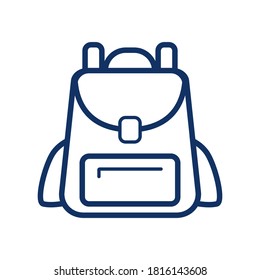 Icono de mochila sobre fondo blanco, bolso escolar, ilustración vectorial