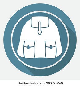 backpack icon on white circle with a long shadow