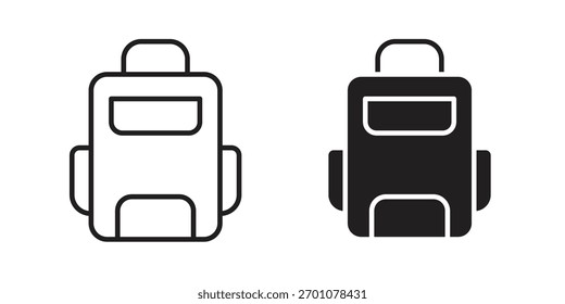 Rucksacksymbol Umrisssymbol mit bearbeitbarem Strich auf Weiß