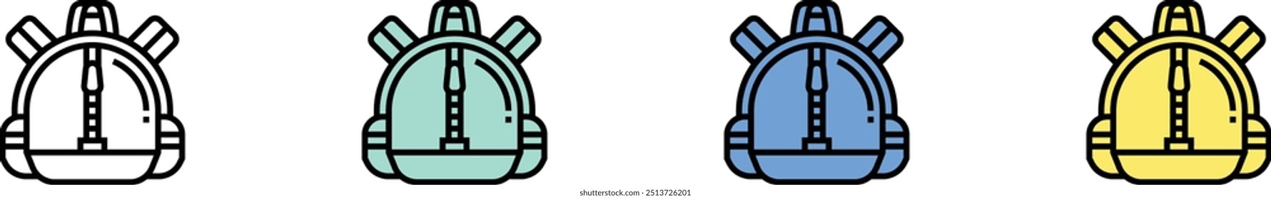 backpack icon. Outline, Green, Blue and Yellow Style Design Isolated On White Background