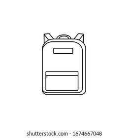 Esquema de icono de la mochila sobre fondo blanco aislado