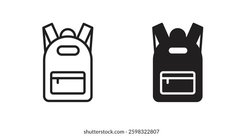 Backpack icon outlined icon vector collection.