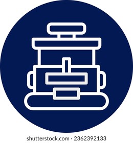 Backpack icon rounded blue white colour military vector army element and symbol perfect.