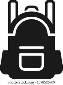 Backpack icon. Rucksack symbol. Adventure, Hiking and Camping illustration. Knapsack. Schoolbag. Sack. Vector illustration.