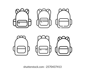 Backpack icon. School bag outline icon. Outline backpack icon with editable vector isolated on a white background.