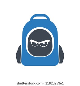 Backpack icon - School backpack icon - with Eye vector illustration - blue