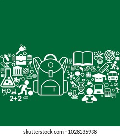 Backpack icon with school icons set illustration. concept learning. the study of science. this work - eps10 vector file