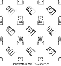 Backpack Icon Seamless Pattern, Rucksack Icon, Hiker Student Cloth Bag Vector Art Illustration