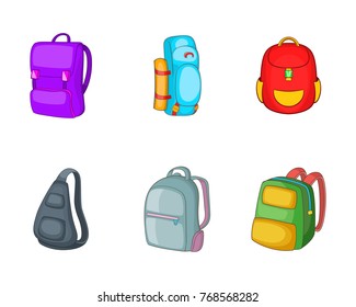 Backpack icon set. Cartoon set of backpack vector icons for your web design isolated on white background