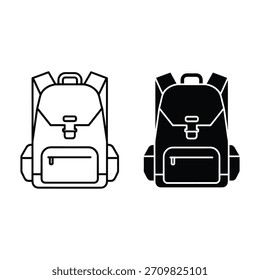 Rucksack Icon Set Line und Silhouette Rucksack Reisen