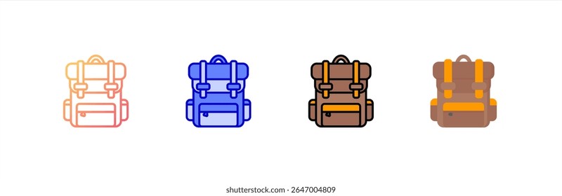 Backpack icon set multiple style collection