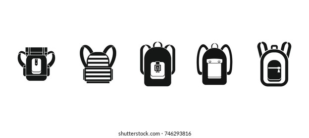 Backpack icon set. Simple set of backpack vector icons for web design isolated on white background