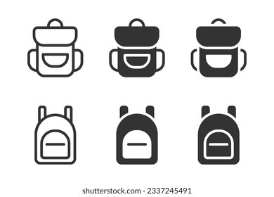 Backpack icon set. Vector illustration.