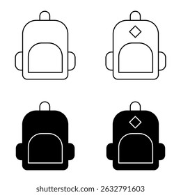 Backpack icon set. Backpack vector icon in line design for web design, logo and mobile app. Symbol of Backpack on white background.