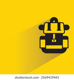 backpack icon with shadow on yellow background