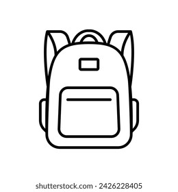 Backpack icon. Simple outline style. Bag, school, back, pack, schoolbag, knapsack, student concept. Thin line symbol. Vector illustration isolated.