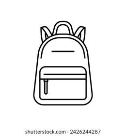 Backpack icon. Simple outline style. Bag, school, back, pack, schoolbag, knapsack, student concept. Thin line symbol. Vector illustration isolated.