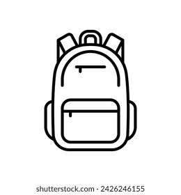 Icono de mochila. Estilo de contorno simple. Bolsa, escuela, espalda, mochila, mochila, concepto de estudiante. Símbolo de línea fina. Ilustración vectorial aislada.