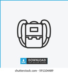 backpack icon. Simple outline backpack vector icon. On white background.