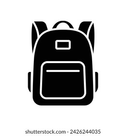 Icono de mochila. Estilo sólido simple. Bolsa, escuela, espalda, mochila, mochila, concepto de estudiante. Silueta negra, símbolo de glifo. Ilustración vectorial aislada.