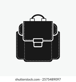 Backpack icon. Simple solid style. Bag, school, back, pack, schoolbag,