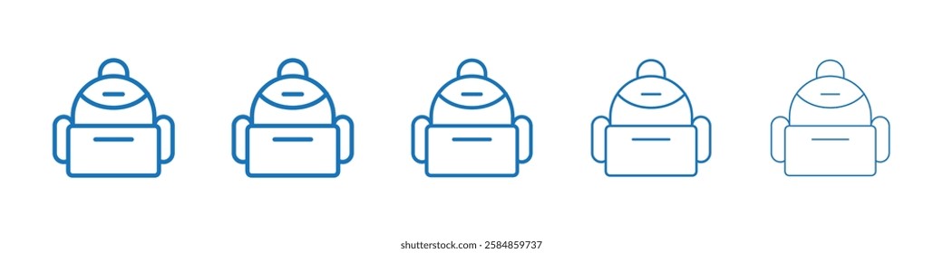 Backpack icon Symbol collection thin outline set