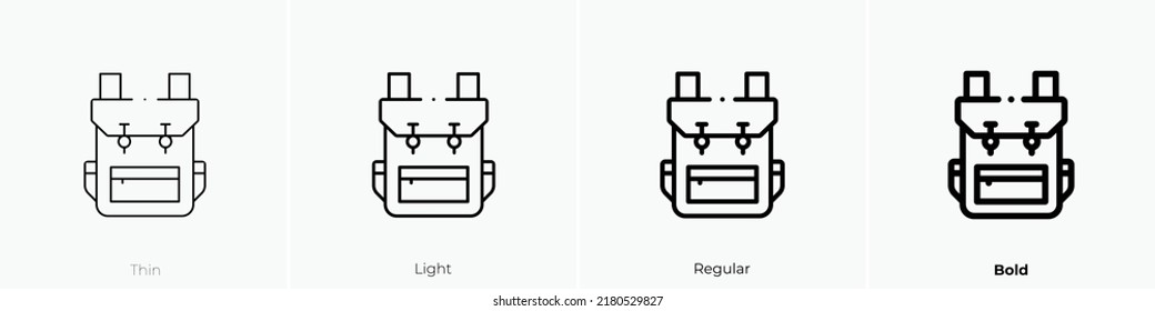 backpack icon. Thin, Light Regular And Bold style design isolated on white background
